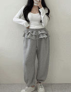 【25ss】Waist-Frill Jogger Pants_3colors