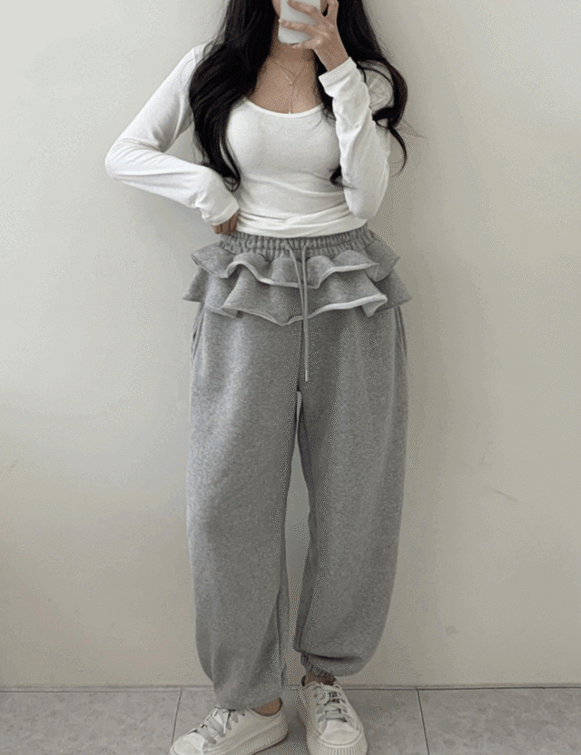【25ss】Waist-Frill Jogger Pants_3colors