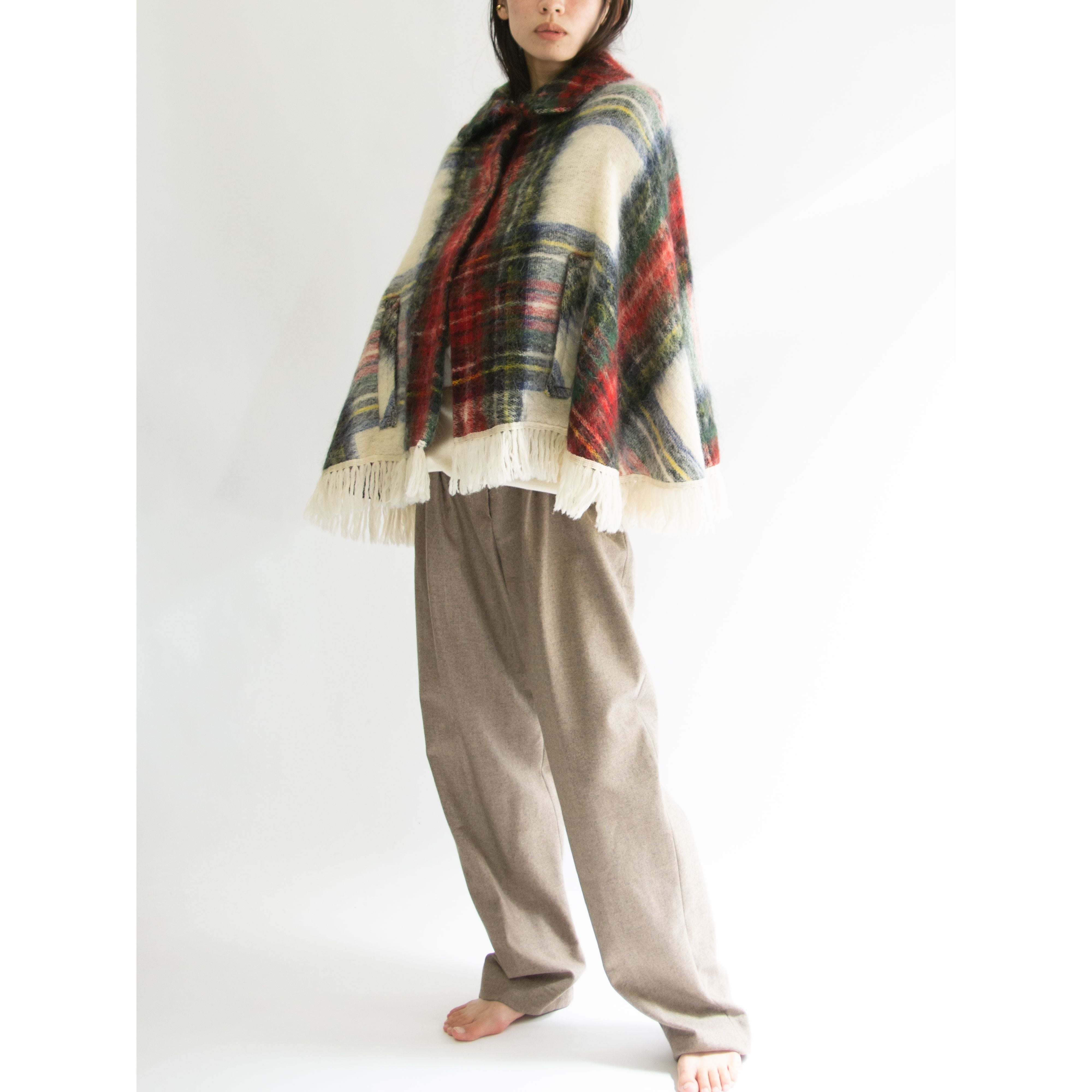 GLEN CREE】Made in Scotland 70-80's Mohair-Wool Cape Coat Poncho