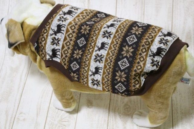 ＜ブルドッグの服＞とっても暖か★セーター風タンクトップ(ノルディック）ブラウン