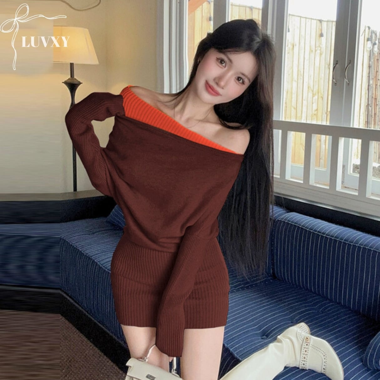 ショルダースリットニットワンピース♥LA235