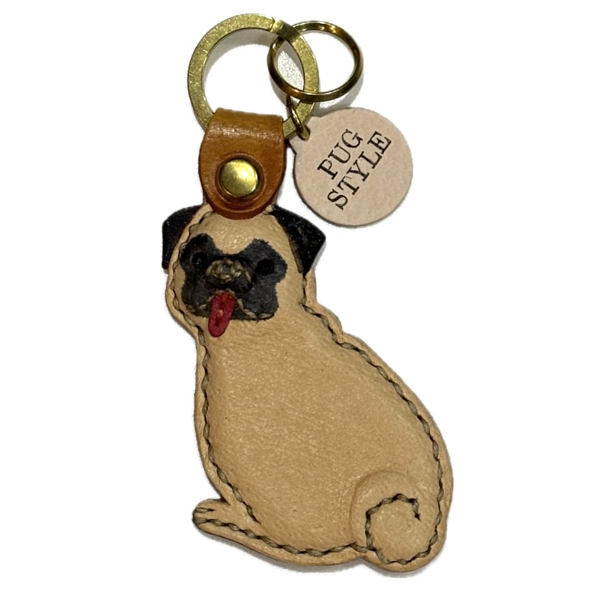 パグレザーキーホルダー【全身／フォーン】