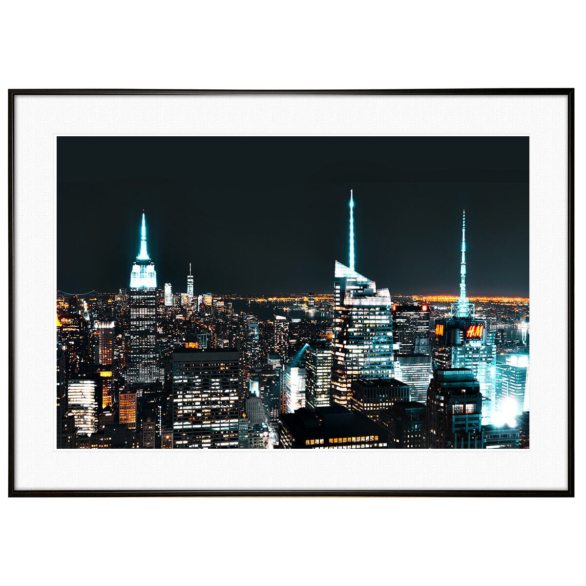 夜景写真 アメリカニューヨーク・シティ インテリアアートポスター額装 AS0443