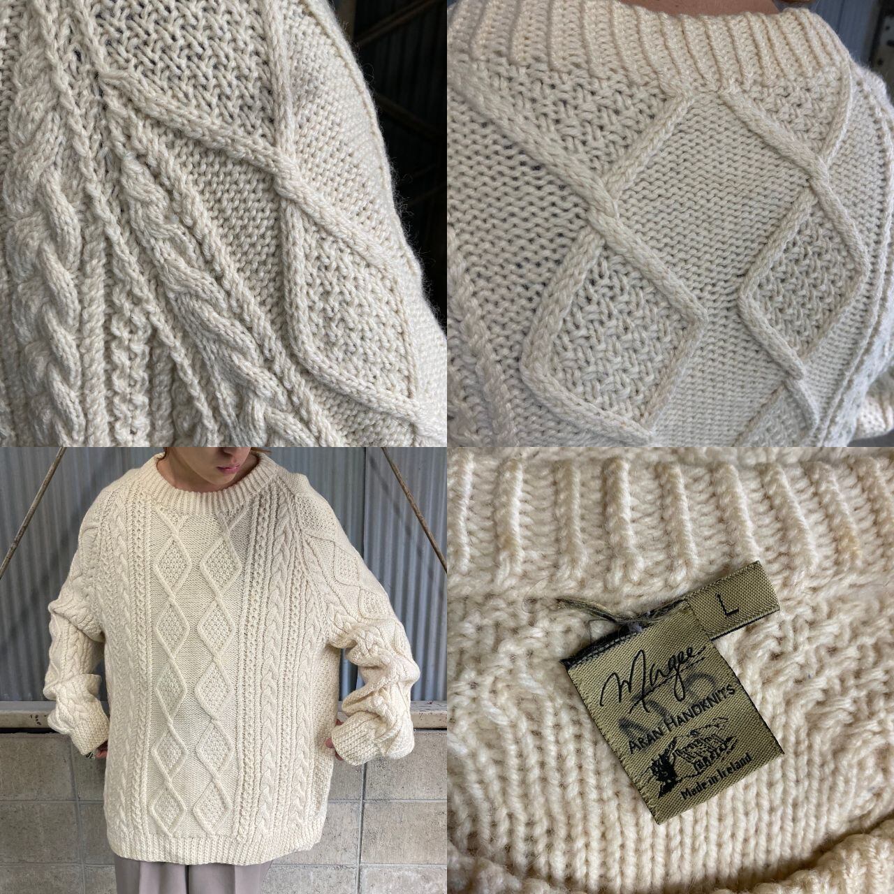 【値下げ◎】 MACPHEE / フィッシャーマン アラン ニット セーター 白 アランクラフト Aran Crafts Ireland ニット アランセーター