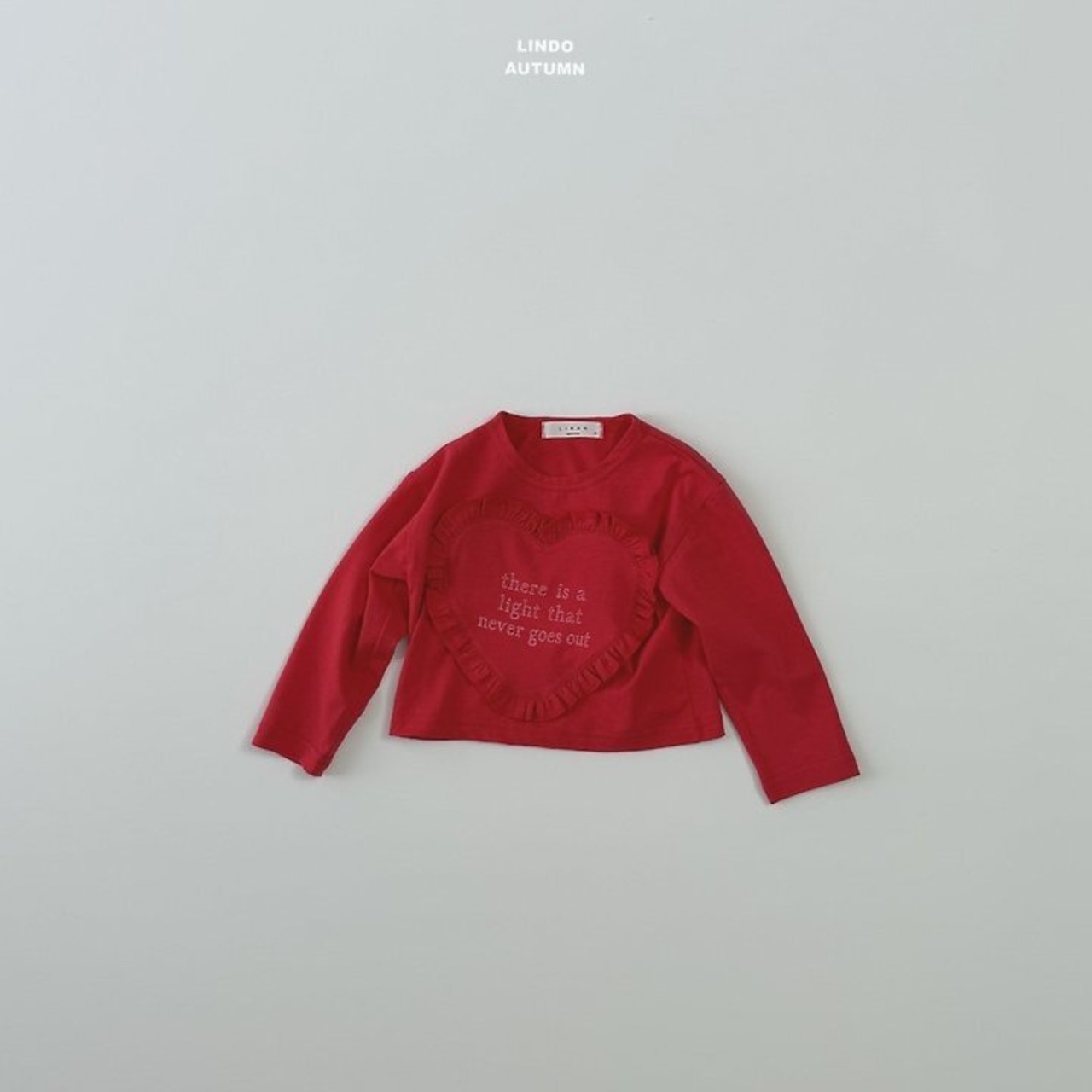 韓国子供服 / LINDO / ハーツフリルTシャツ / 秋服 *XS~XL*