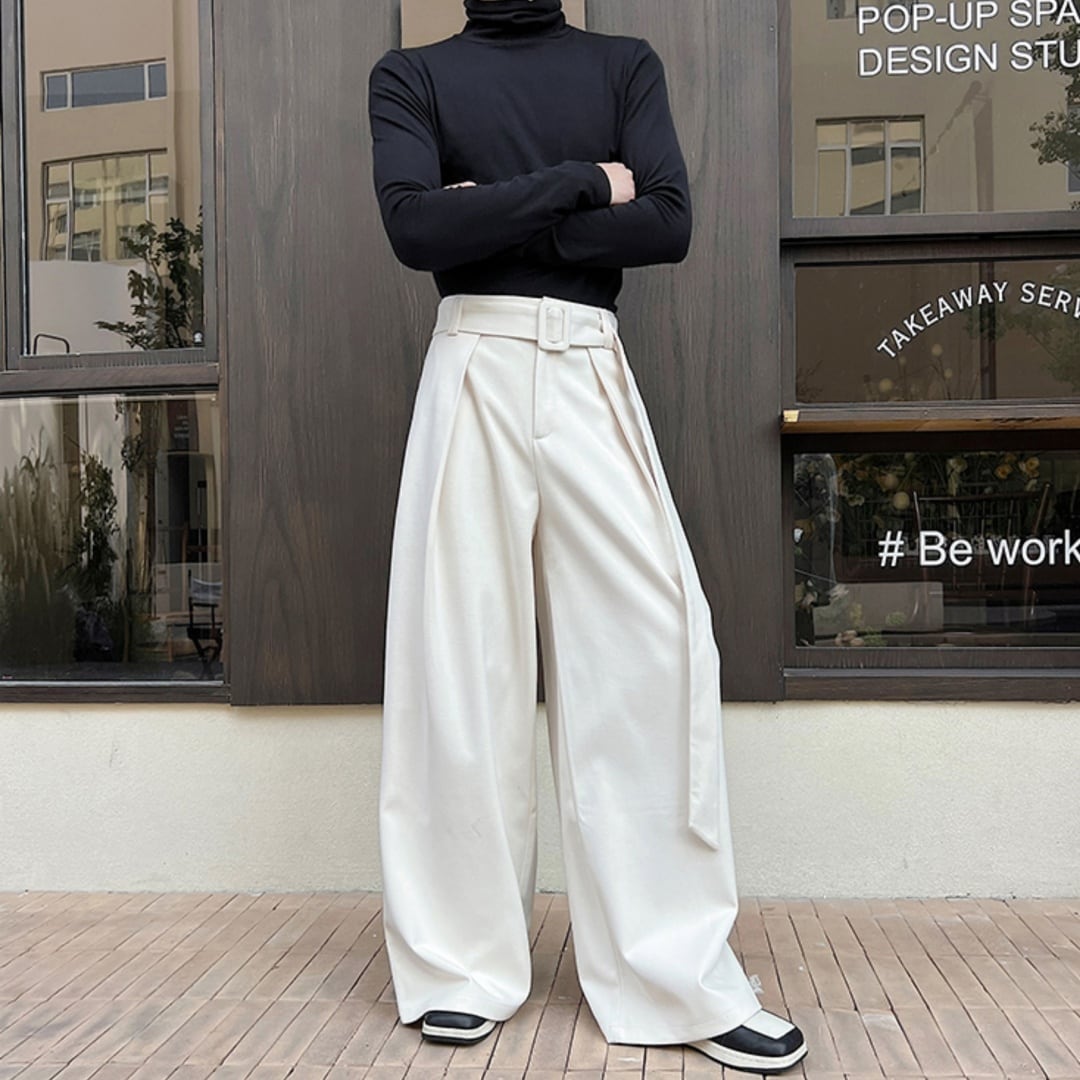 チェヒチョンベルト、ズボンL ロングベルト付き ワイドパンツ 2カラー D10442 | 韓国メンズ