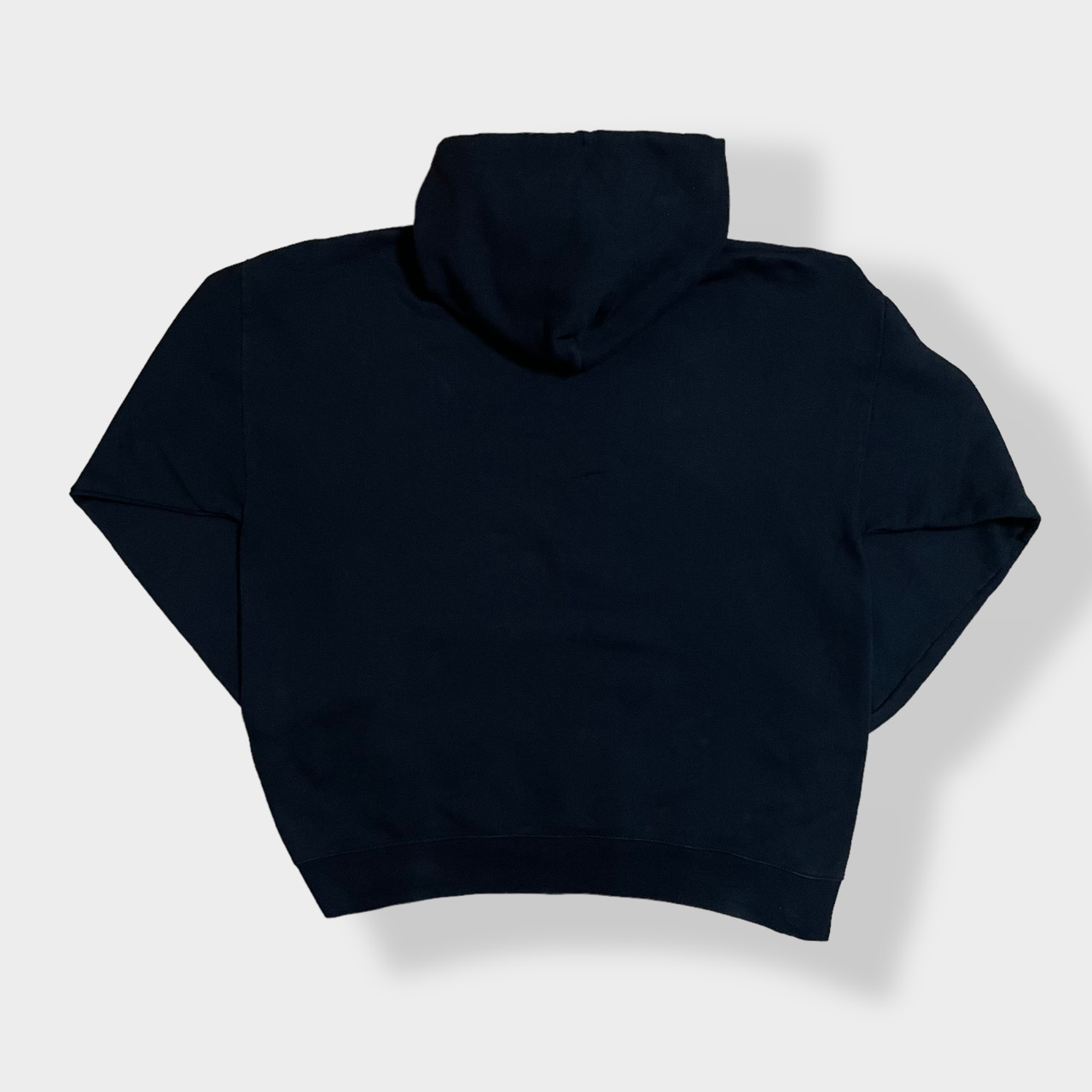 【HANES】企業系 ワンポイント 刺繍ロゴ 企業ロゴ パーカー フーディー スウェット プルオーバー L ヘインズ 黒ボディ US古着