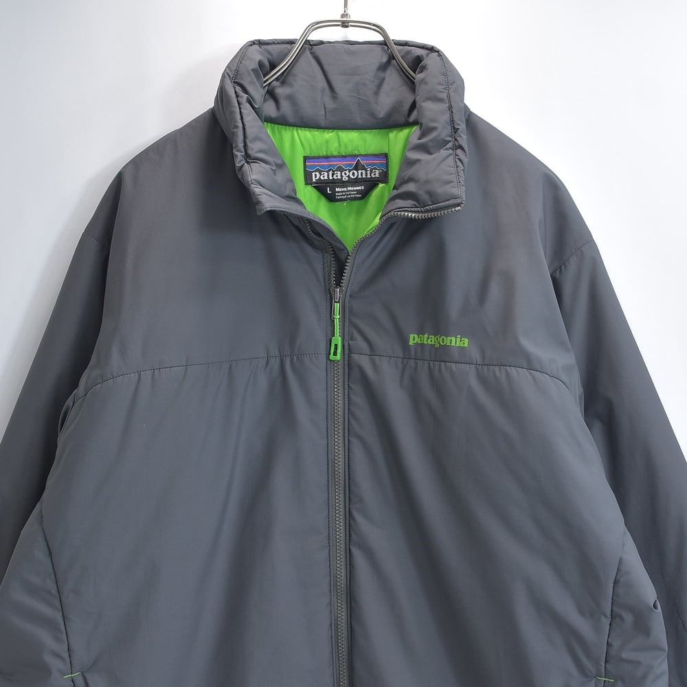 10s patagonia パタゴニア マイクロパフジャケット プリマロフト 中綿 切替 アウトドア キャンプ 登山 グレー グリーン USED ヴィンテージ ビンテージ 古着 メンズ Lサイズ