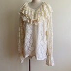 70s Ruffle Collar Lace Blouse