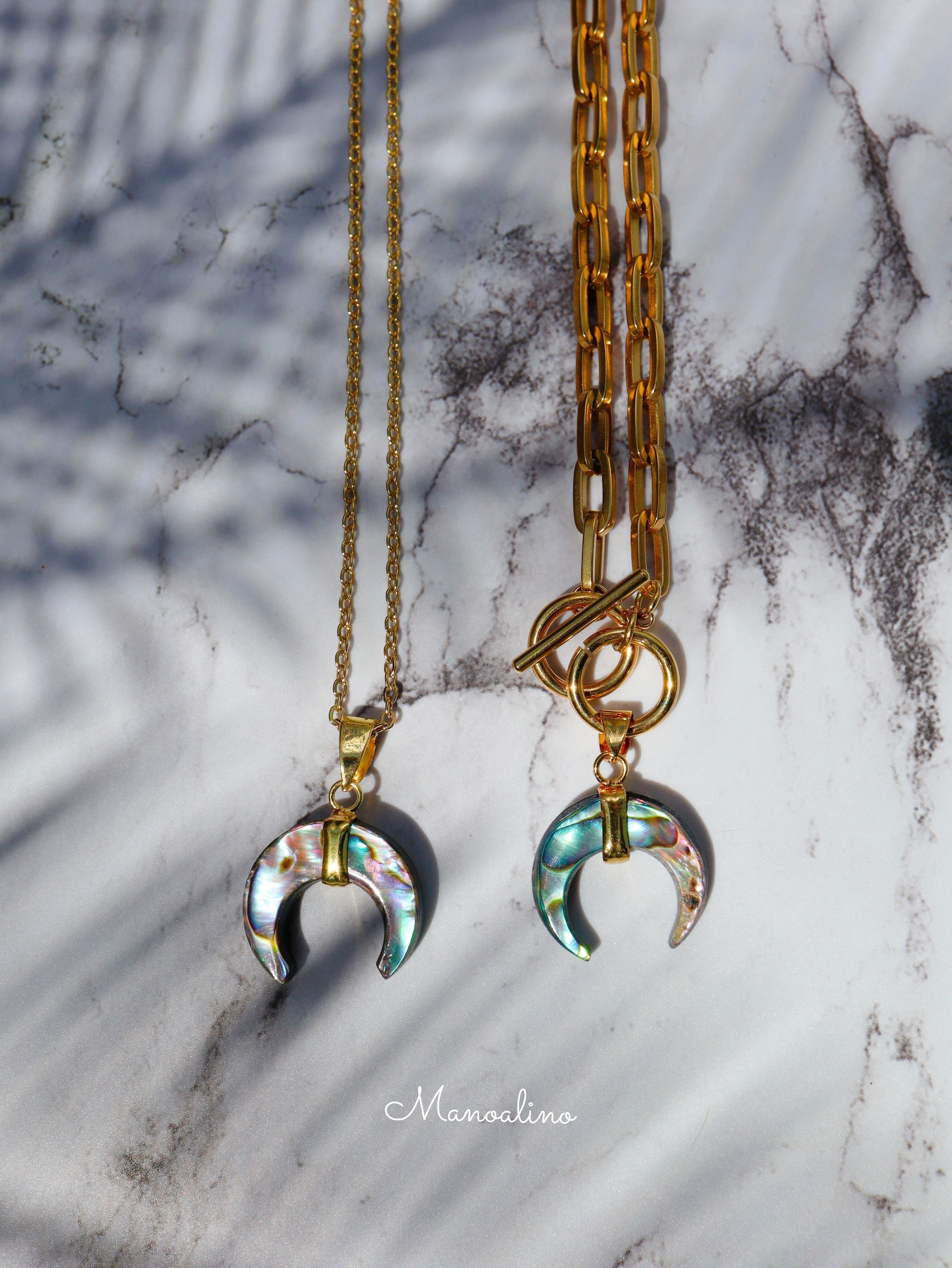 Mahina paua shell necklace(月パウアシェルネックレス) | Manoalino 