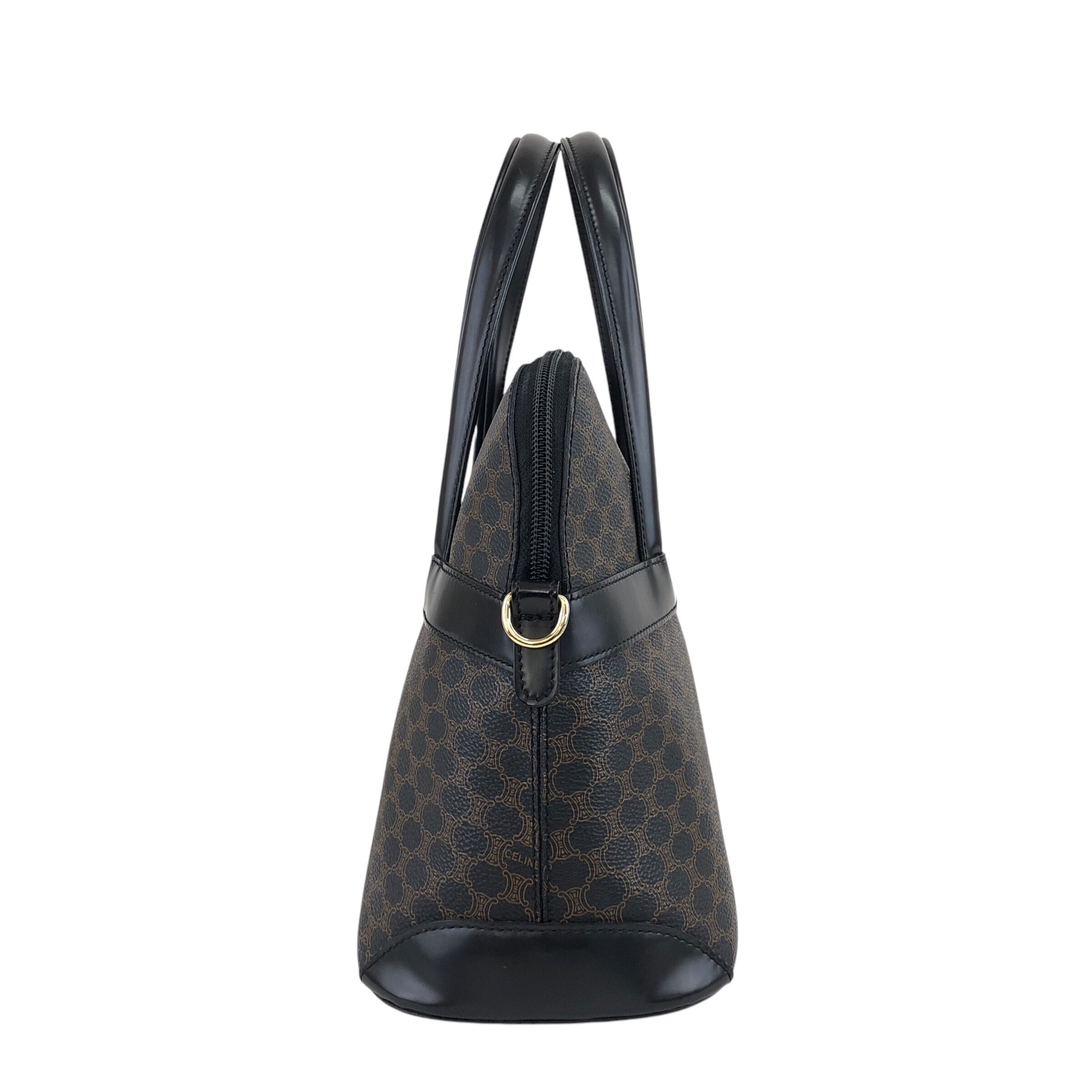 CELINE マカダム ショルダーバッグ ブラック CELINE セリーヌ マカダム ショルダーバッグ ブラック PVC レザー 2way