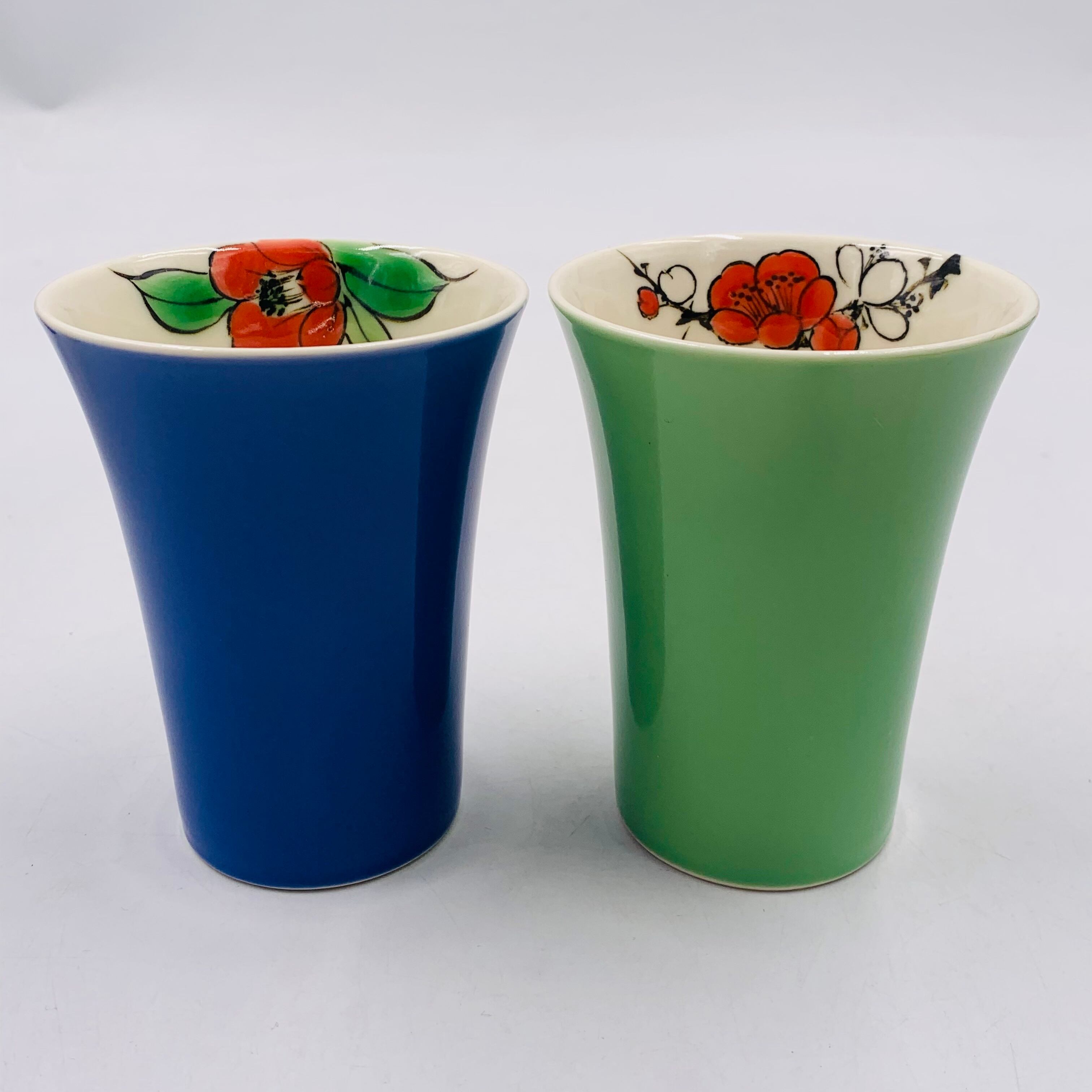 陶あん】sale 京焼 清水焼 磁器フリーカップ（梅.椿）＊限定1組＊  京 