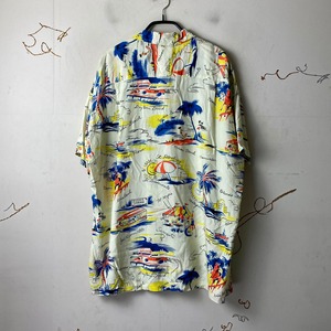 vintage REMINISCENCE beach pattern rayon hawaiian shirt