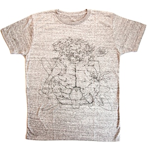 [ BRAIN-BOY ] UネックTS／Vintage GRAY【蘭わかばのハンドプリントT-Shirts】