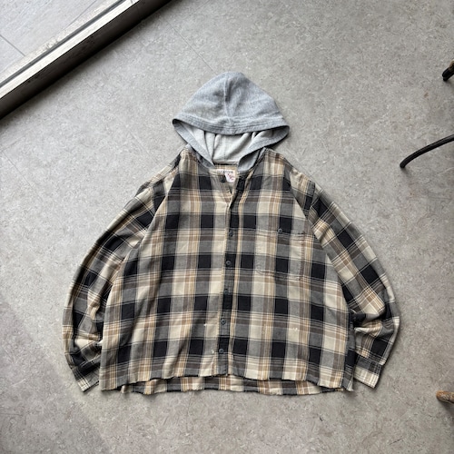 90s~ CREATIVE EDGE cutoff check flannel hoodie【仙台店】