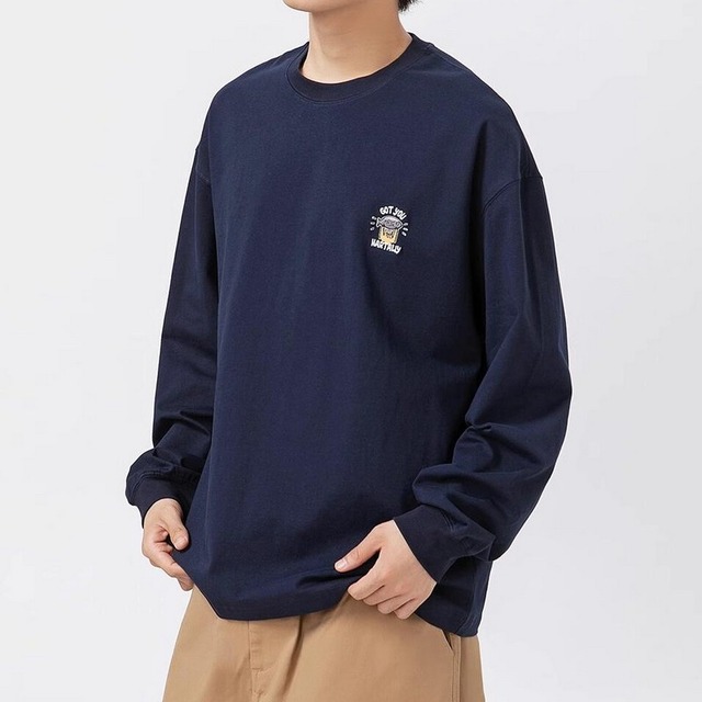 ラウンドネック長袖 Tシャツ 2color KK1084