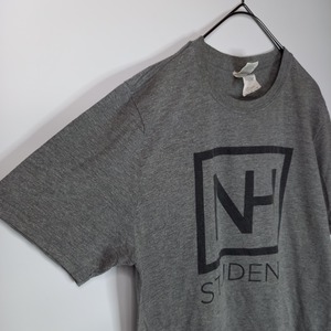 ギルダン　クルーネック　プリントTシャツ　半袖　リングスパン　グレー　M