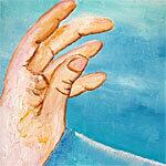 手の形をした油彩画 世界は手の中に 直筆油彩原画 額縁入り 12号サイズ | エンジェル