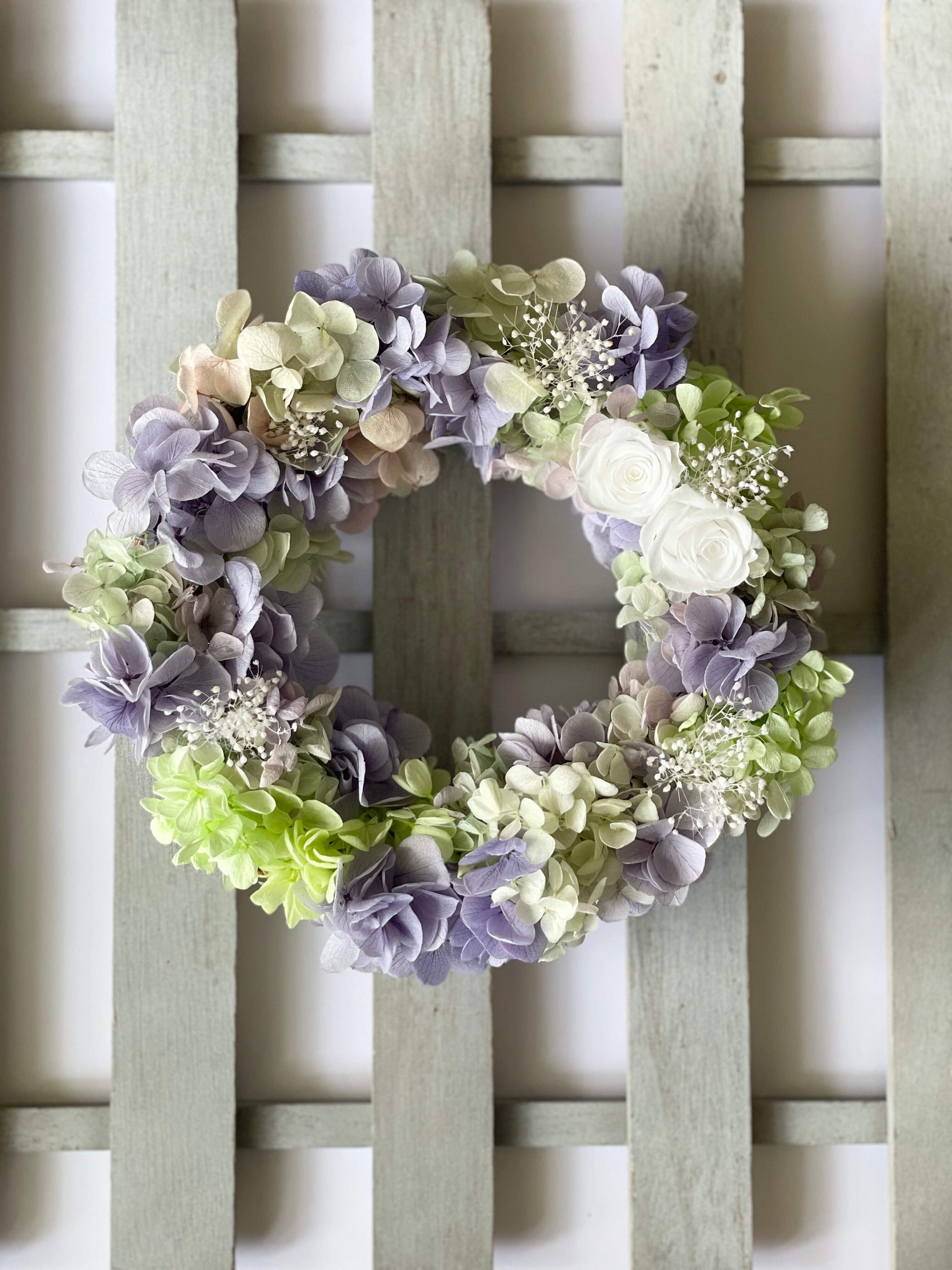 爽やかグリーンリース＊アーティフィシャルフラワー＊玄関リース  