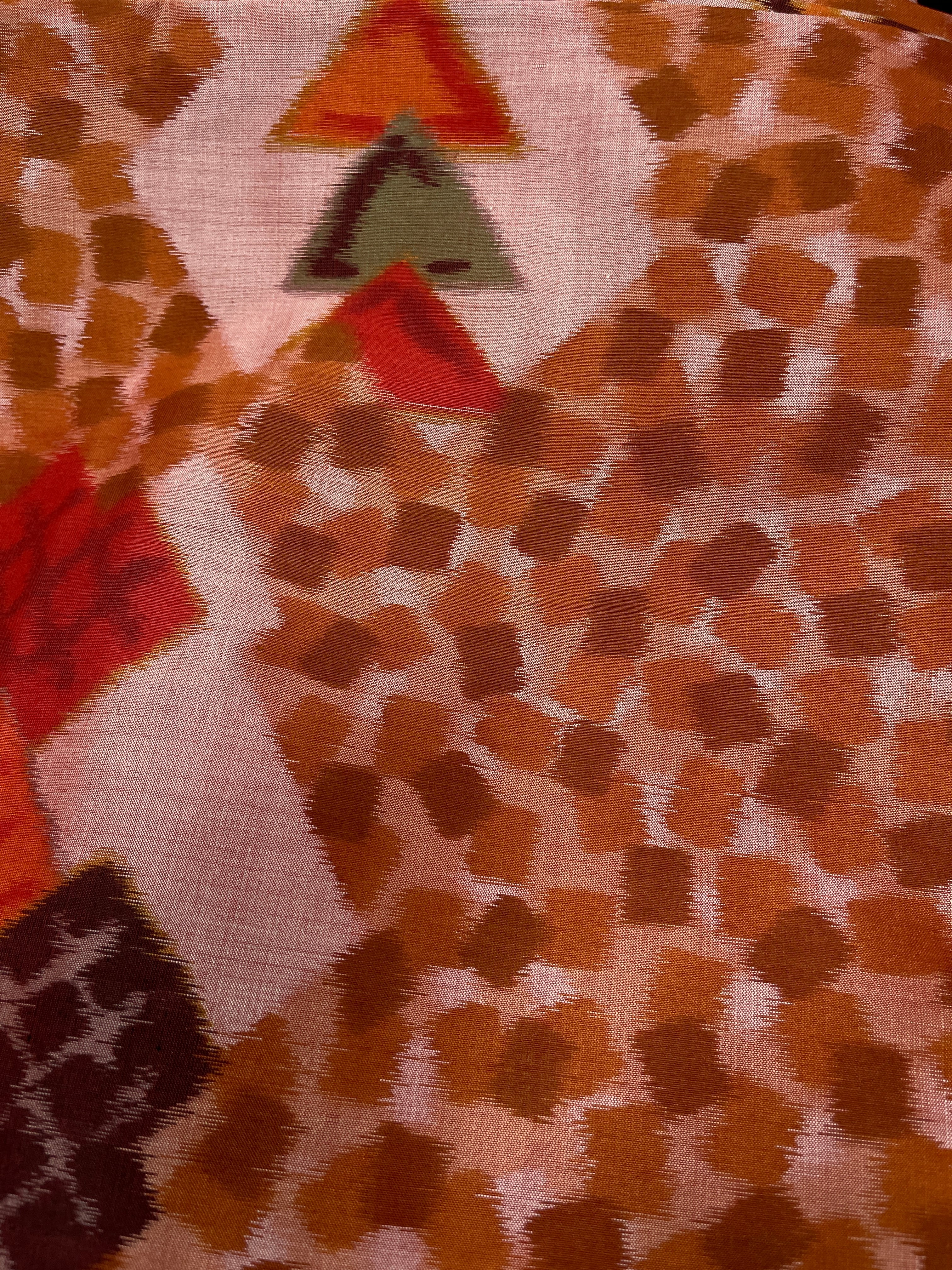 アンティーク羽織 長羽織 羽織 銘仙 オレンジ 水玉 ◯△⬜︎ 大正