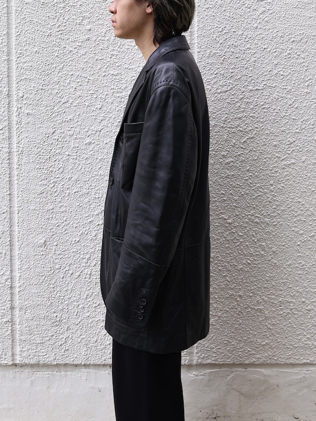 【gianfranco ferre】leather long tailored jacket
