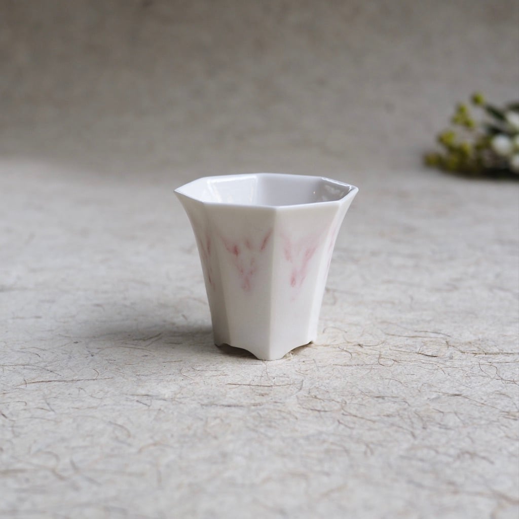 色原 昌希/菱八角茶杯(L) 桃花釉