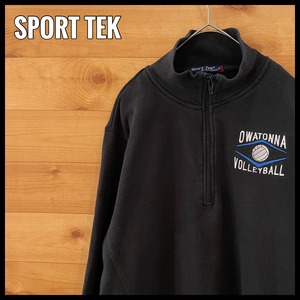 【SPORTTEK】ハーフジップ スウェット トレーナー Owatonna Volleyball ワンポイント 刺繍ロゴ 女子バレー L相当 US古着