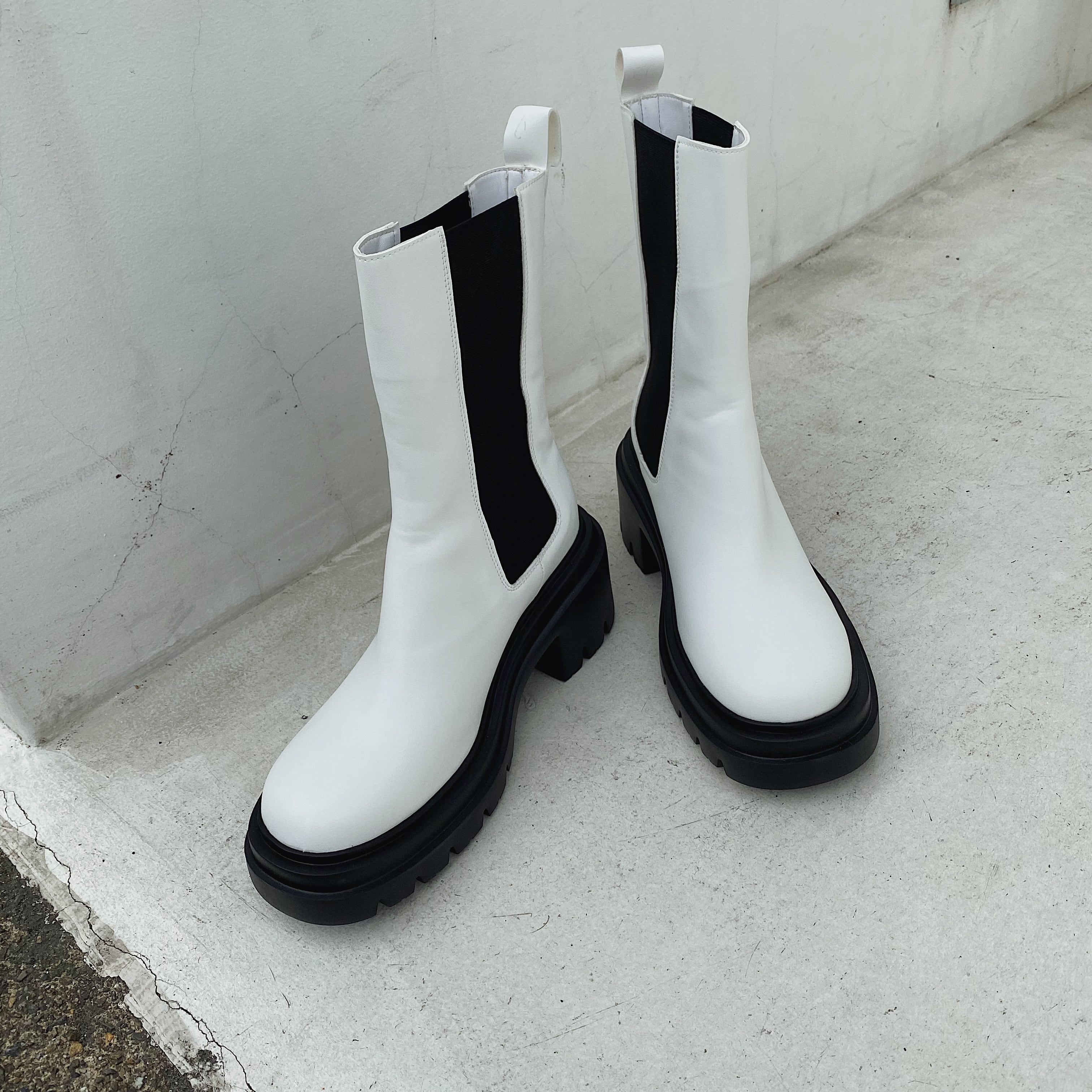 Side gore boots/ black / white (10月中旬頃発送予定)