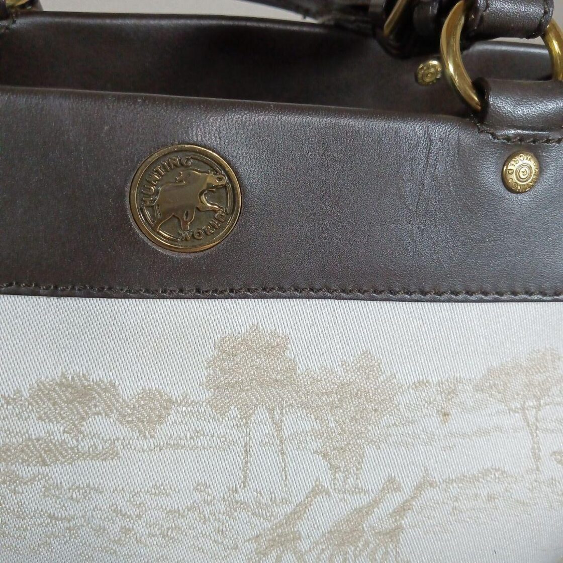 H超美品 ハンティングワールド ハンドバッグ キャンバス レザー 