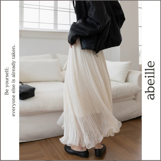 washer pleats sheer skirt 14687