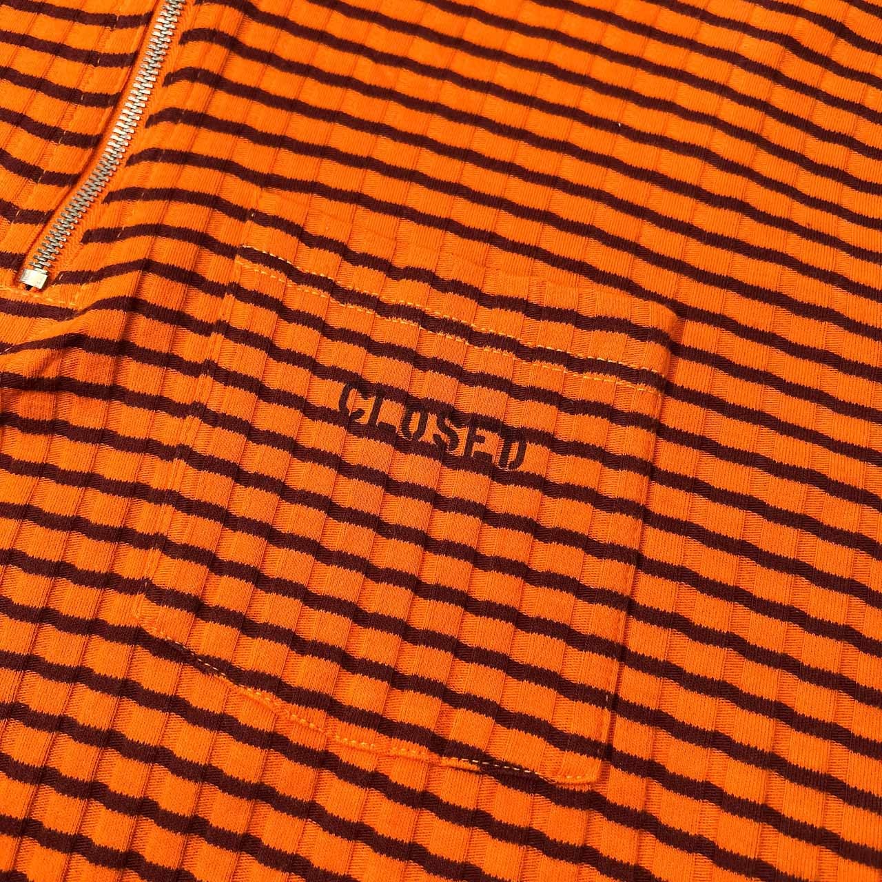 90s ビンテージ CLOSED クローズド ボーダー柄 ハーフZIP 半袖 ポロシャツ L/MARITHE FRANCOIS GIRBAUD マリテフランソワジルボー