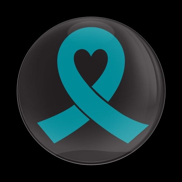 ゴーバッジ(ドーム)（CD0982 - TEAL RIBBON BLACK (OVARIAN CANCER)） - 画像1