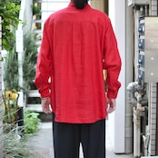 hole design linen shirt red