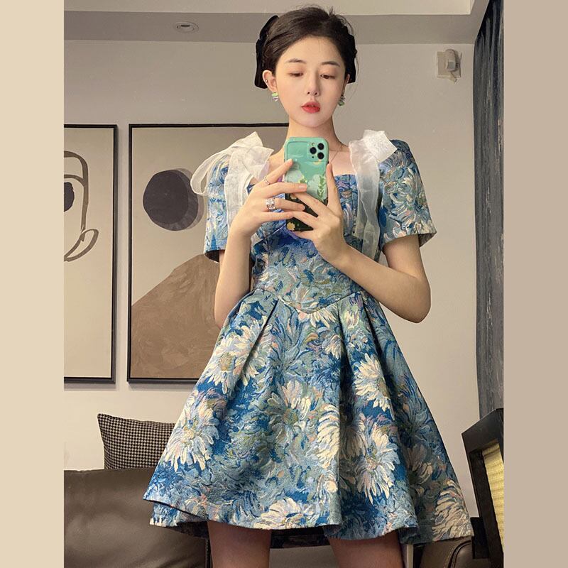 カラードレス サマースタイルスタンダードスリムショートスカート レトロ 夏物 スクウェア スーパーモール3543321483