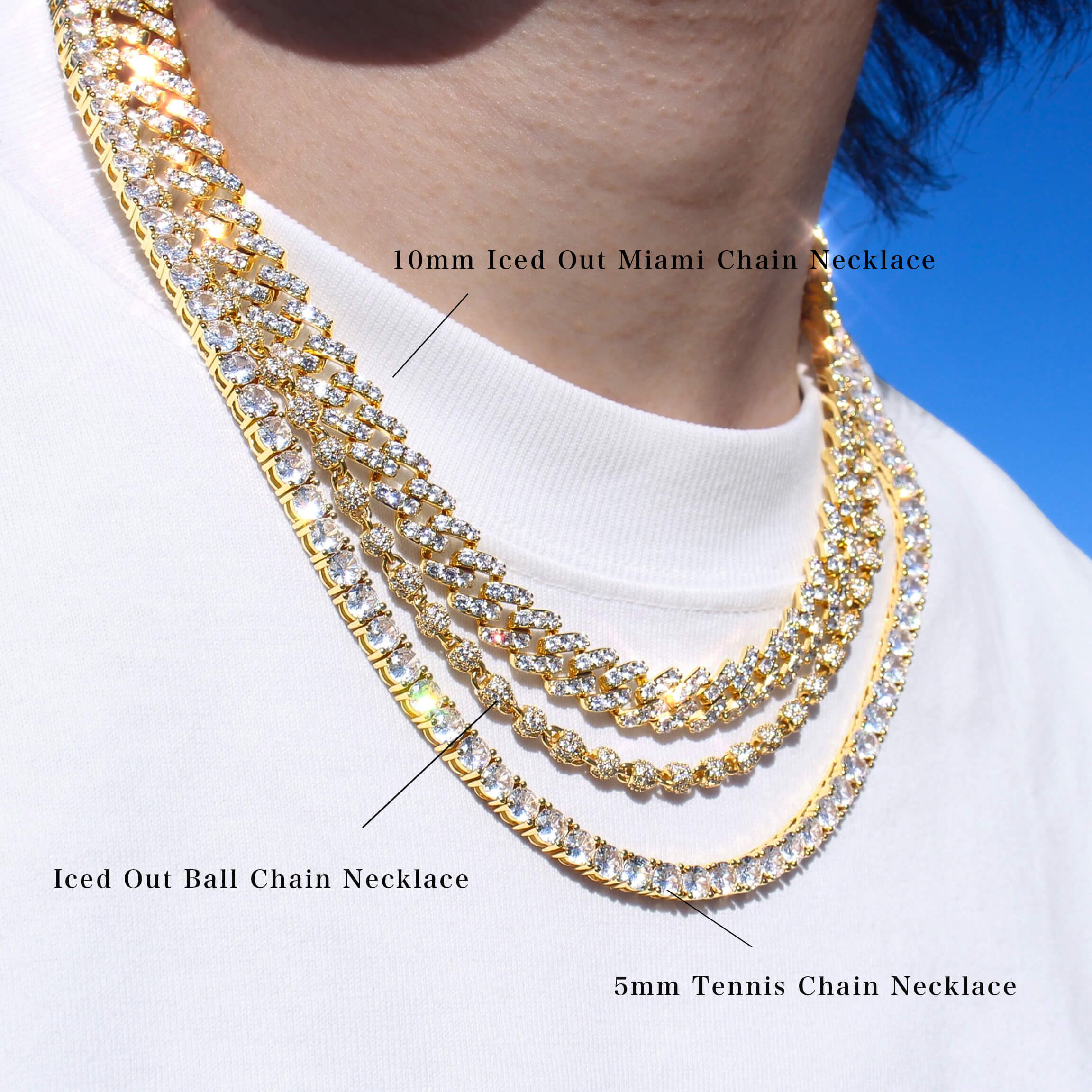 Iced Out Ball Chain Necklace MN2-24 | MALIARE