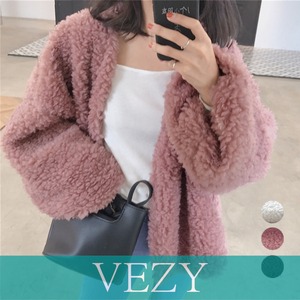 ボアジャケットレディースふんわりブルゾン ボリューム 韓国 ボアカーディガン 暖かい もこもこ アウター 保温 羽織る 防寒 大人カジュアルコート 冬物 長袖上着 アウター コート ジャケット VEZY ベジー ItemNo.【18390998 】