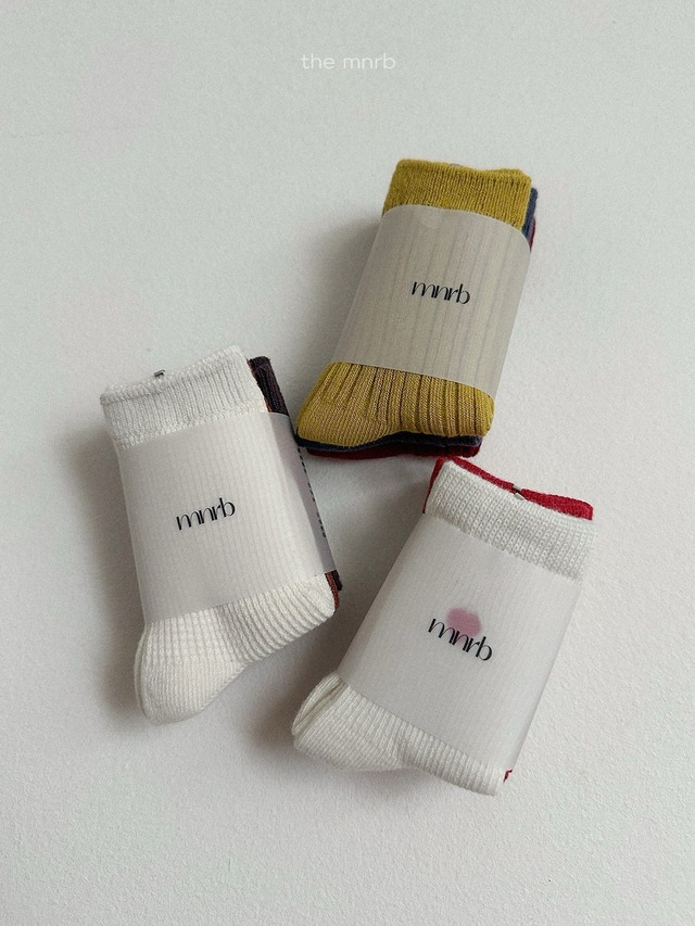 《予約》送料無料【minirobe】Basic Waffle Socks 3 Set