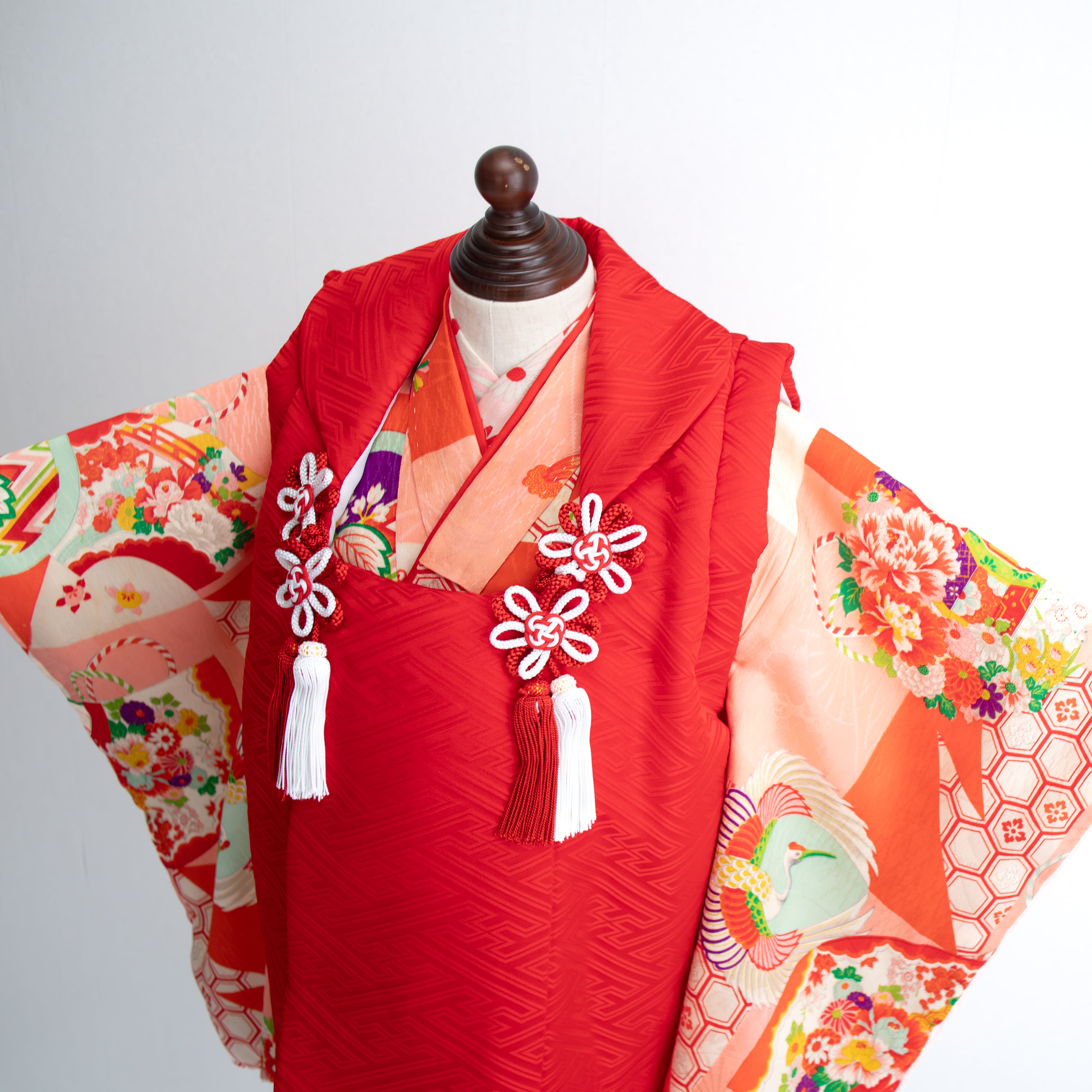 女の子被布style『桃花扇』/SS3018 (対応身長目安 腰揚げ無の場合 82㎝~86㎝) (腰揚げ有の場合 82㎝~90㎝)