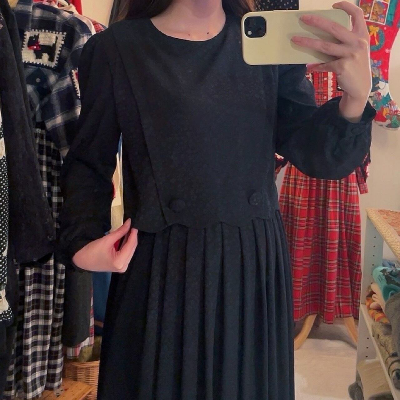 black mini flower separate one-piece