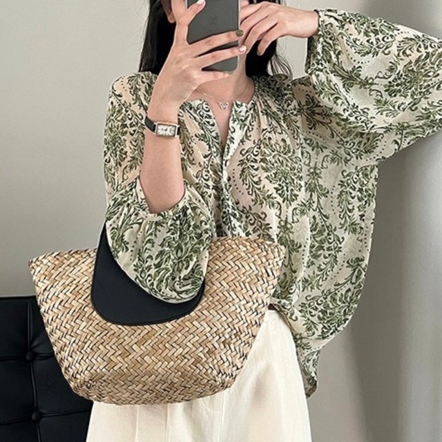 【海外倉庫より即発送】Ornament chiffon blouse　101472　Lサイズ