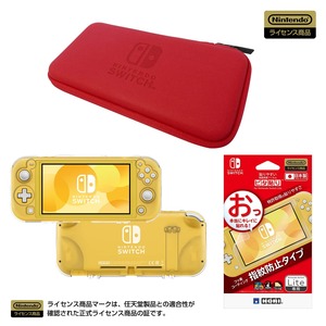 【人気】ホリ Nintendo Switch Lite専用 スリムハードポーチレッド+PCハードカバー+液晶保護フィルムピタ貼りセット【Nintendo Switch Lite専用】