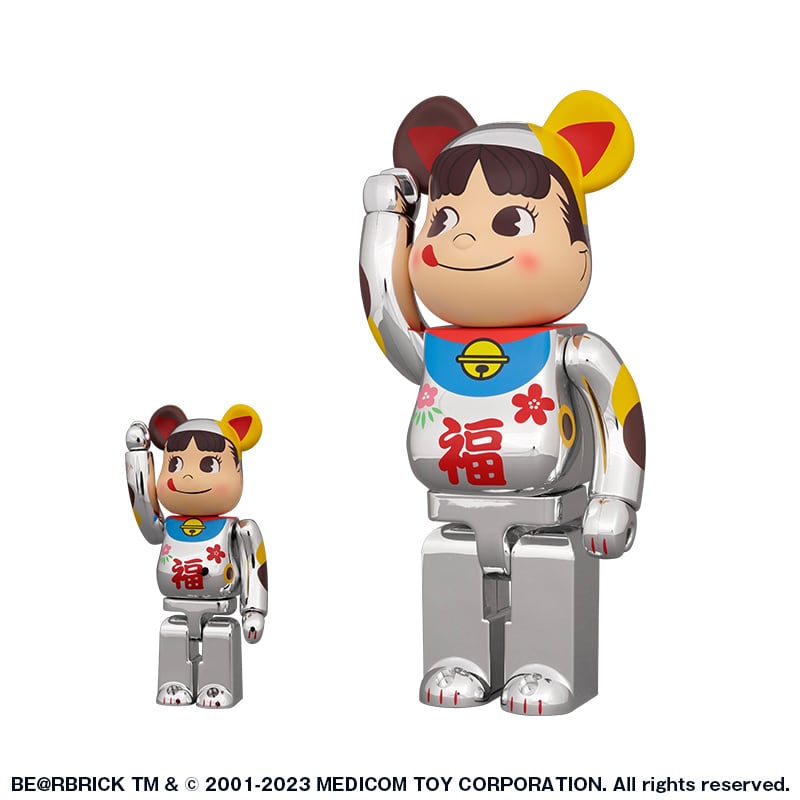 BE@RBRICK 招き猫 ペコちゃん 福 銀メッキ 100% \u0026 400%