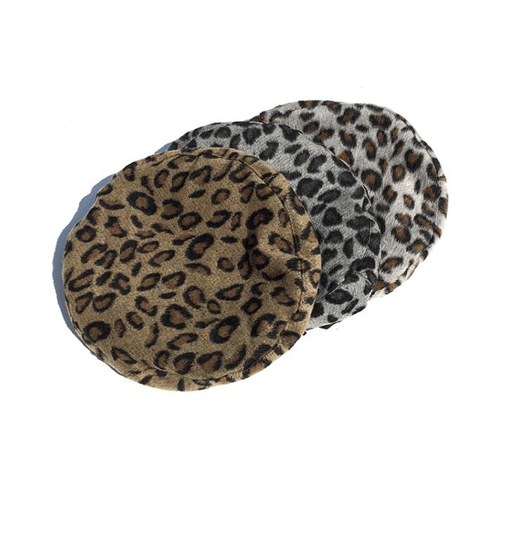 ヒョウ柄ベレー帽 レオパード ひょう柄帽子 ウール 冬コーデ 4色 新品