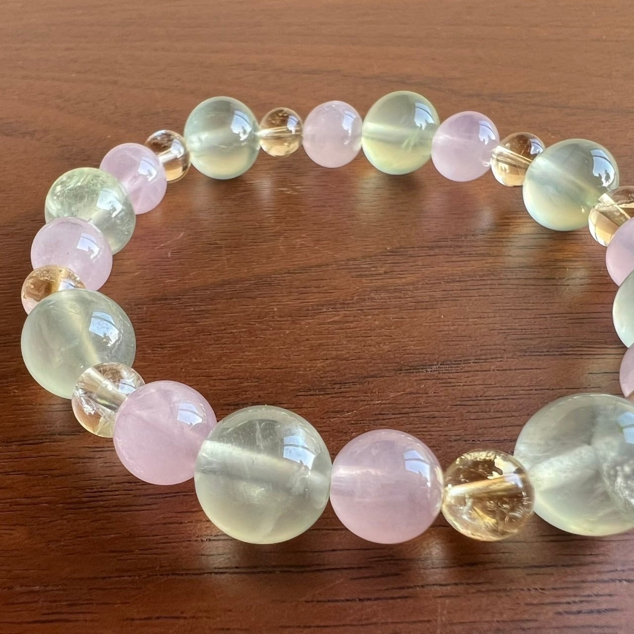 ○ブレスレットNo.23（プレナイト・ローズクォーツ・シトリン） | GROW