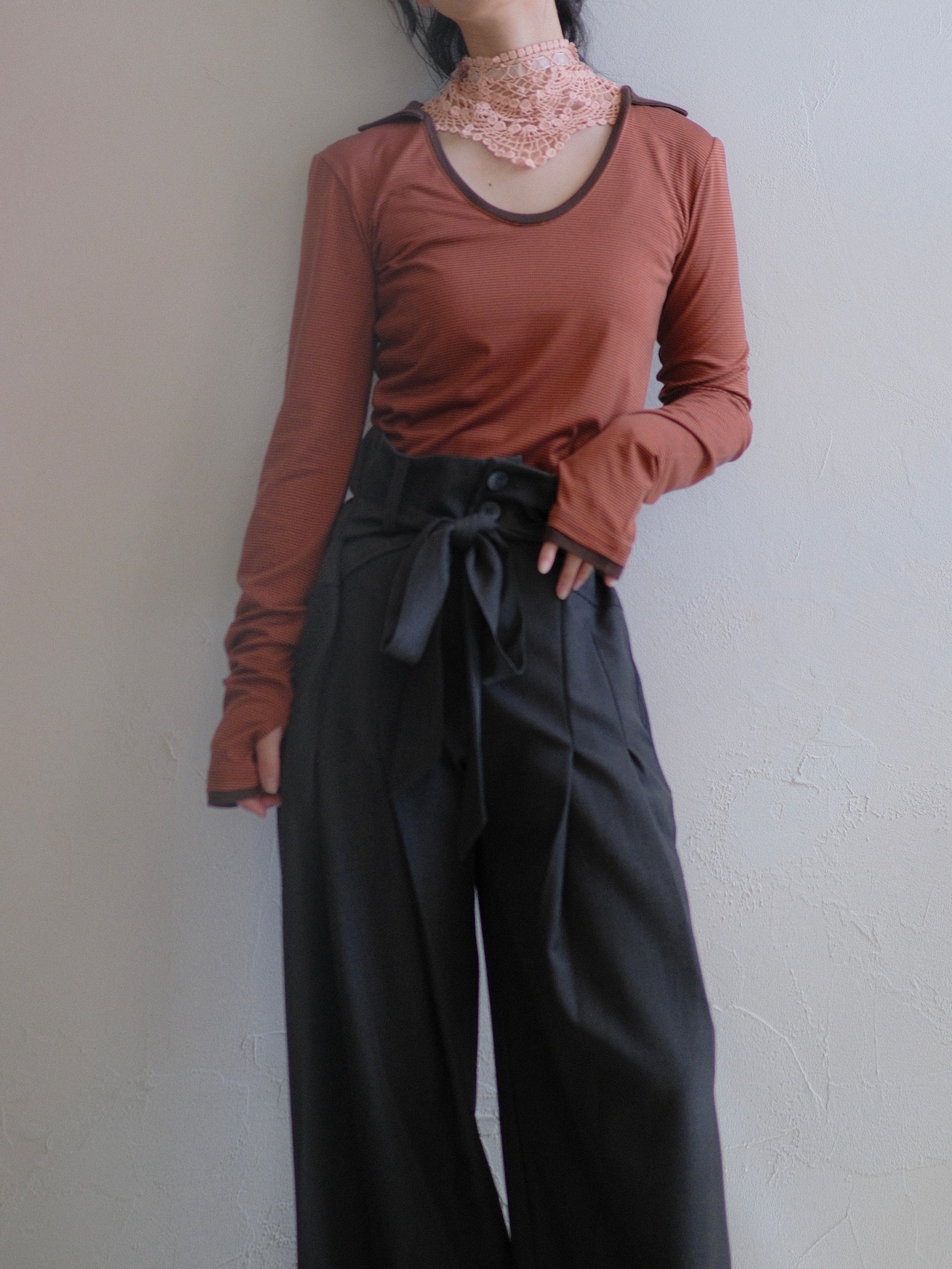 U-Neck Slim Top / ORANGE - 2