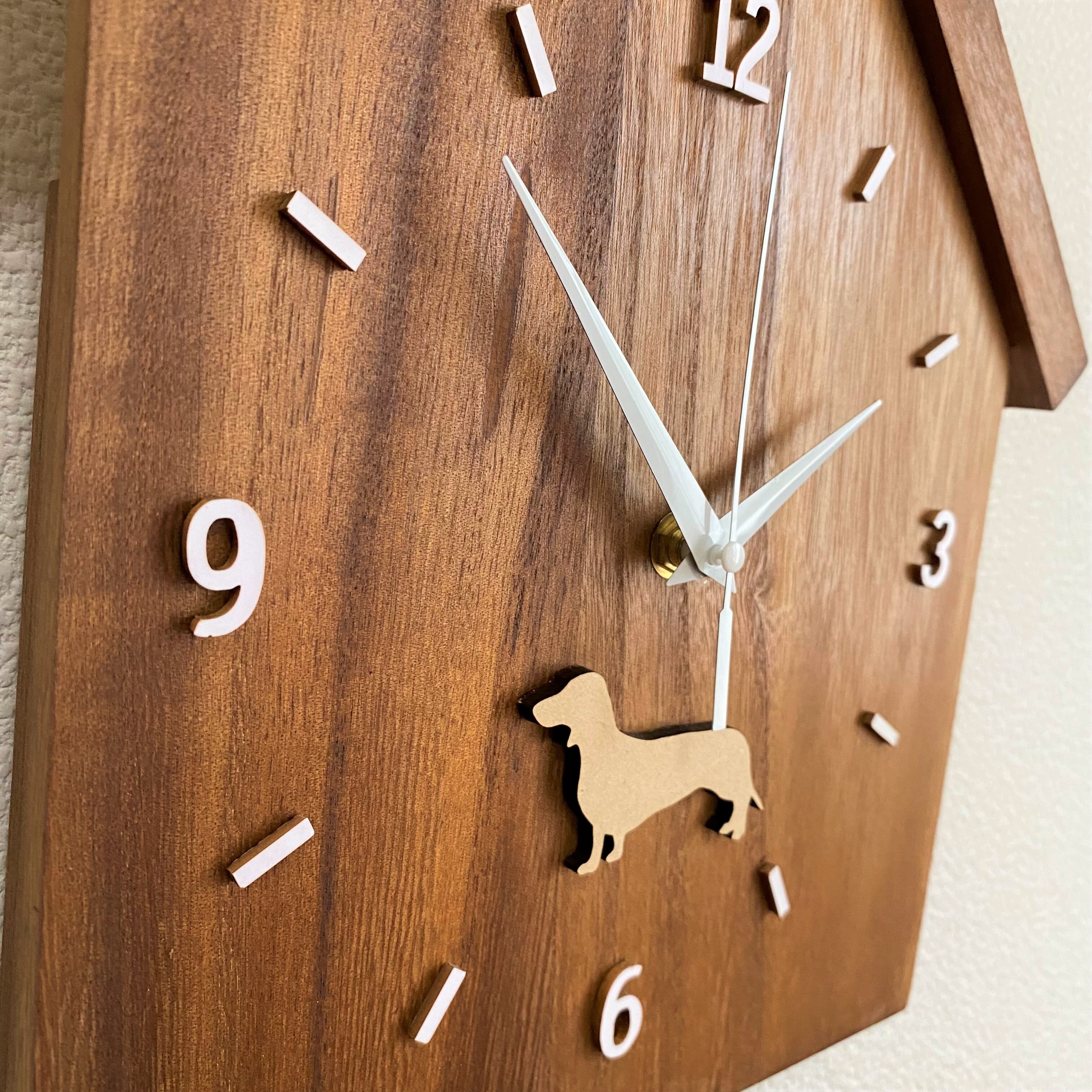 ワンちゃんログハウス時計☆犬10種類選択可☆天然無垢材☆トイプードル