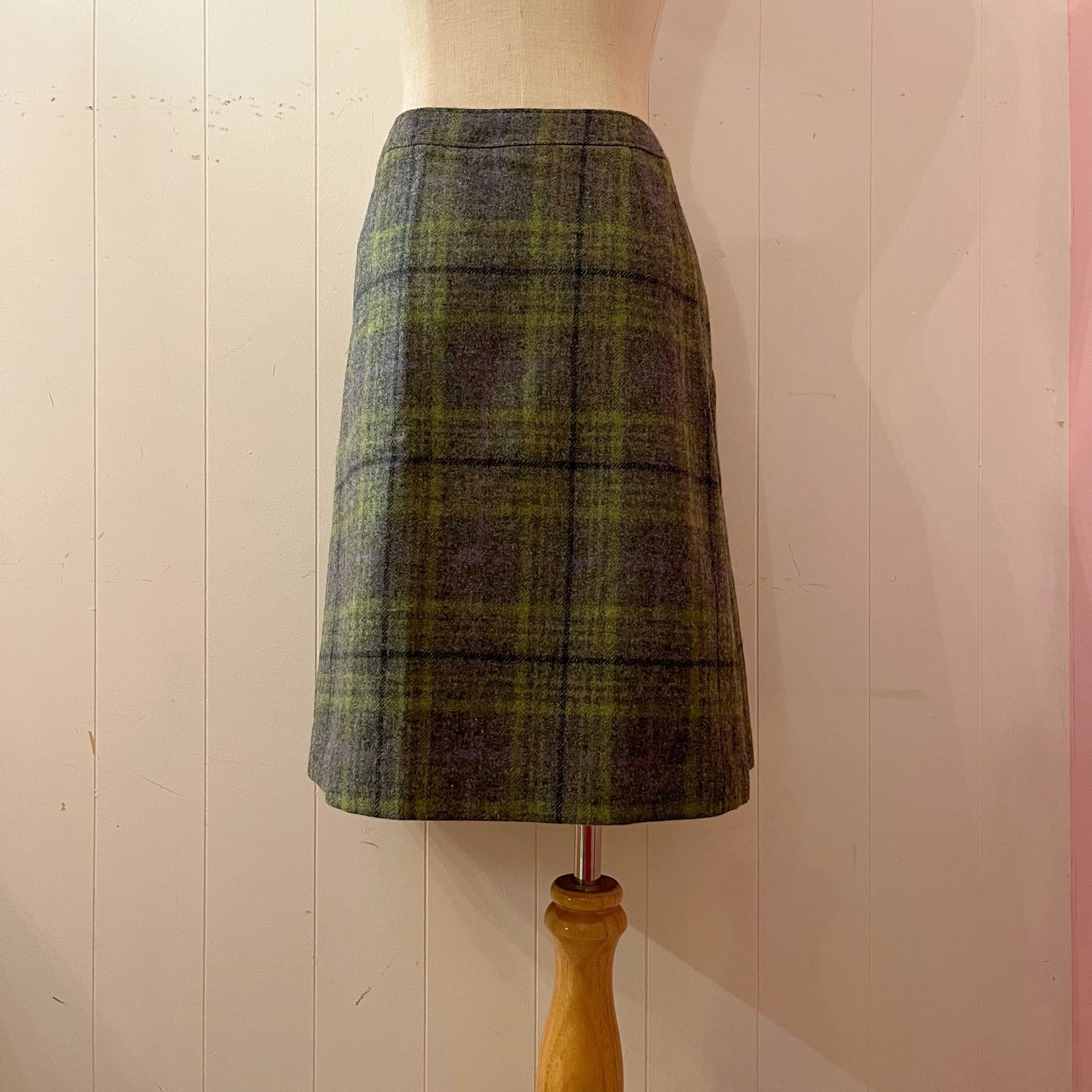 light green check wrap skirt