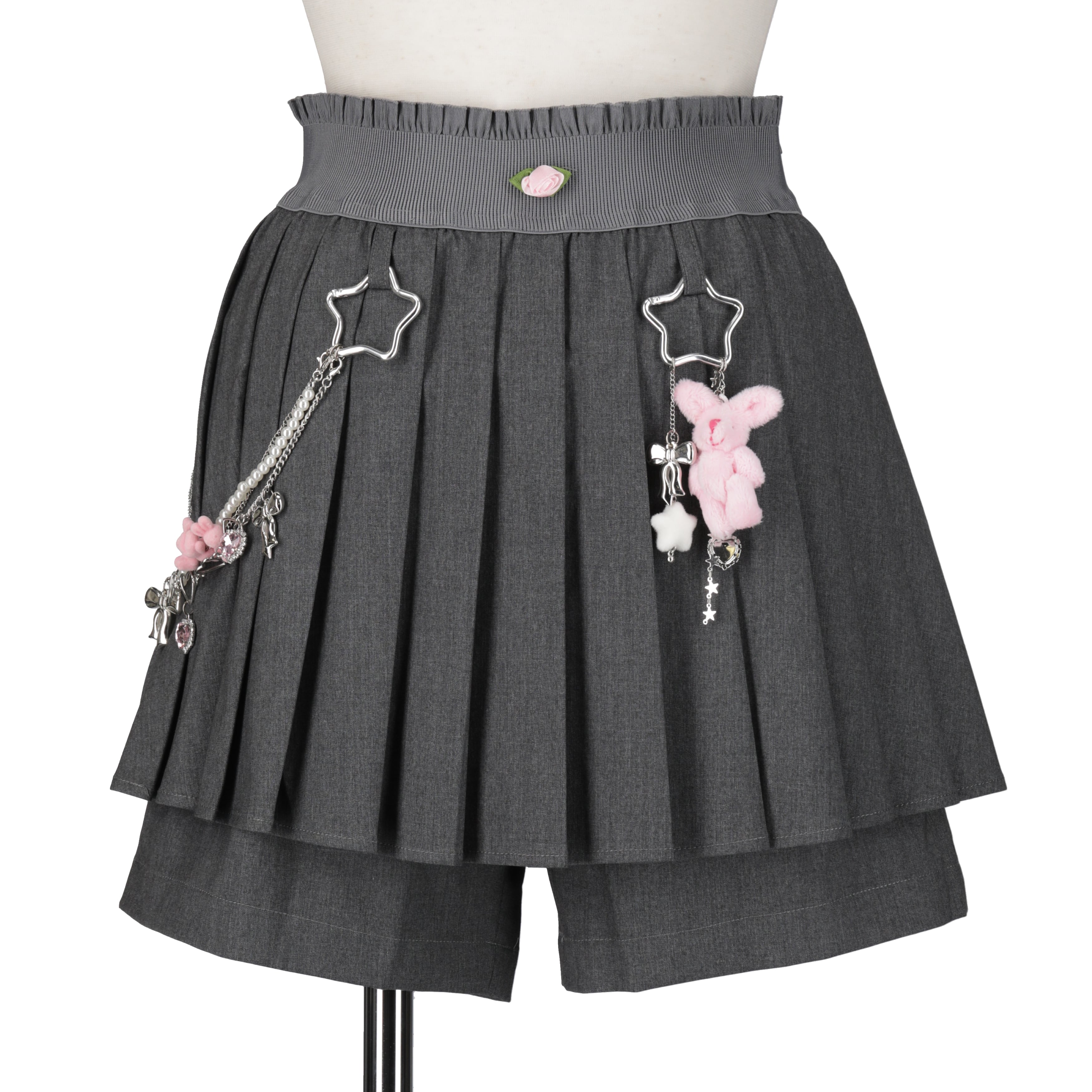 プリーツミニショートパンツ　GRAY