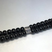 LEATHER BRACELET WHITE HEART BEADS [BLACK] / レザーブレスレット ホワイトハート・ブラック