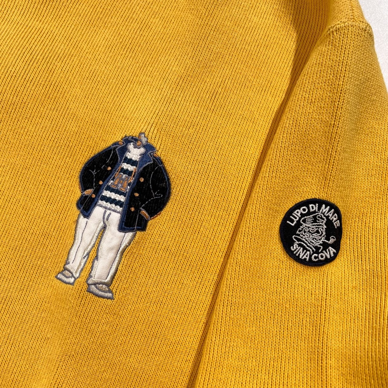 SINA COVA シナコバ 背中刺繍 ワッペン付き スウェット トレーナー サイズ LL /イエロー系/メンズ/日本製/マリン